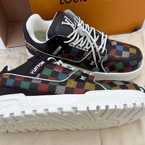 Men’s Louis Vuitton, LV trainer sneakers, Damier pattern Virgil Abloh size 10 - Picture 5 of 13
